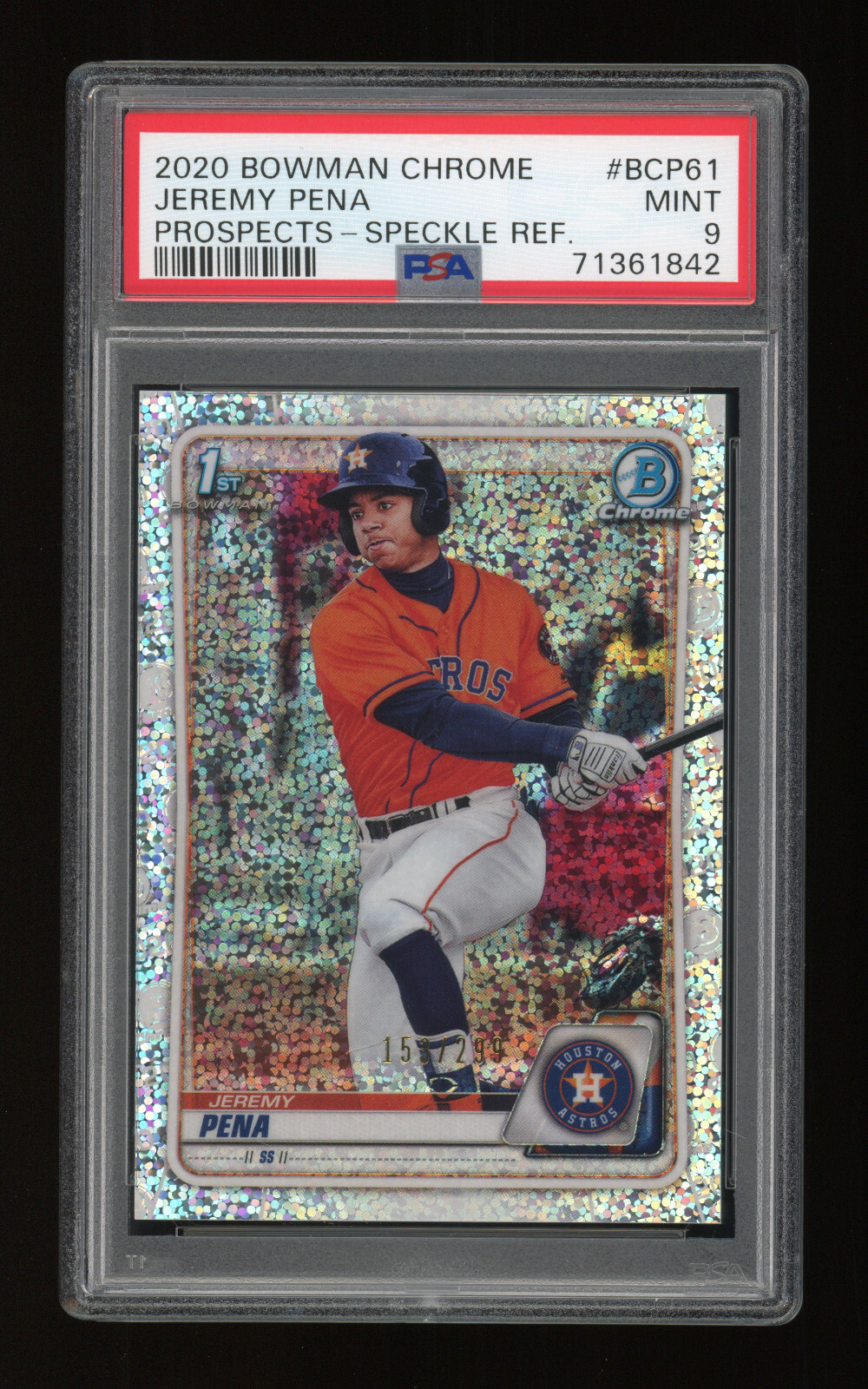 2020 Bowman Chrome JEREMY PENA #BCP-61 1st Bowman Speckle Refractor #/299 PSA 9