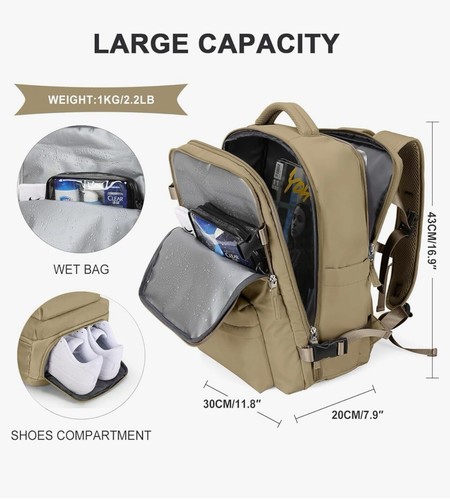 AmazonBasics Carry-on Travel Backpack -sand - Picture 4 of 8