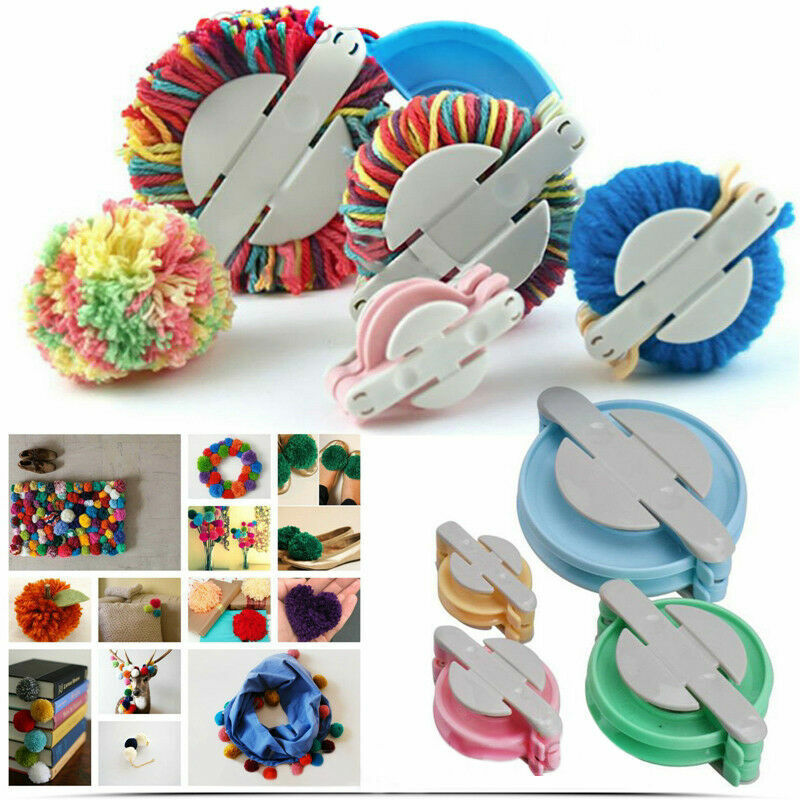 Pom pom Maker kit Fluff Ball Weaver Needle Knitting 4 Tool Set S