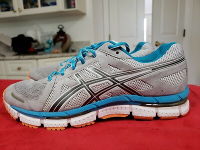 ASICS GEL EXALT T272N gray mesh & suede w/turquoise & orange accents 9M. EUC!
