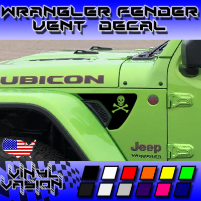 Jolly Roger Skull Fender Vent Decals For Jeep Wrangler Rubicon JL 2018 - 2024