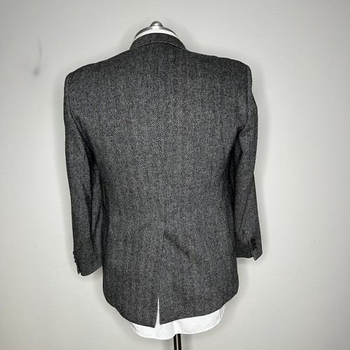 Blazer Abrigo Deportivo Personalizado Tweed Para Hombre 43R Gris 2 Botones Lana Espiga - Imagen 4 de 11