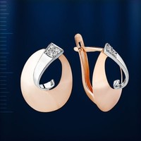 Goldohrringe Mit Cz Rose Rotgold Weissgold 585 Neu GläNzend Rose Gold Earrings