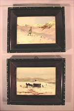 Two Old Winter Paintings Black Forest Circa 1920 Black Forest