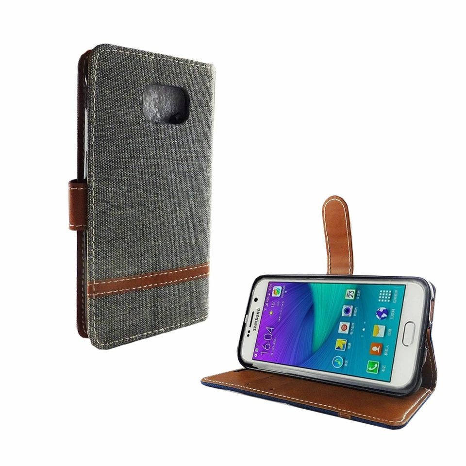 Phone Case for Samsung Galaxy S6 Edge Case Wallet Cover 360 Case Gray - Image 3 of 3