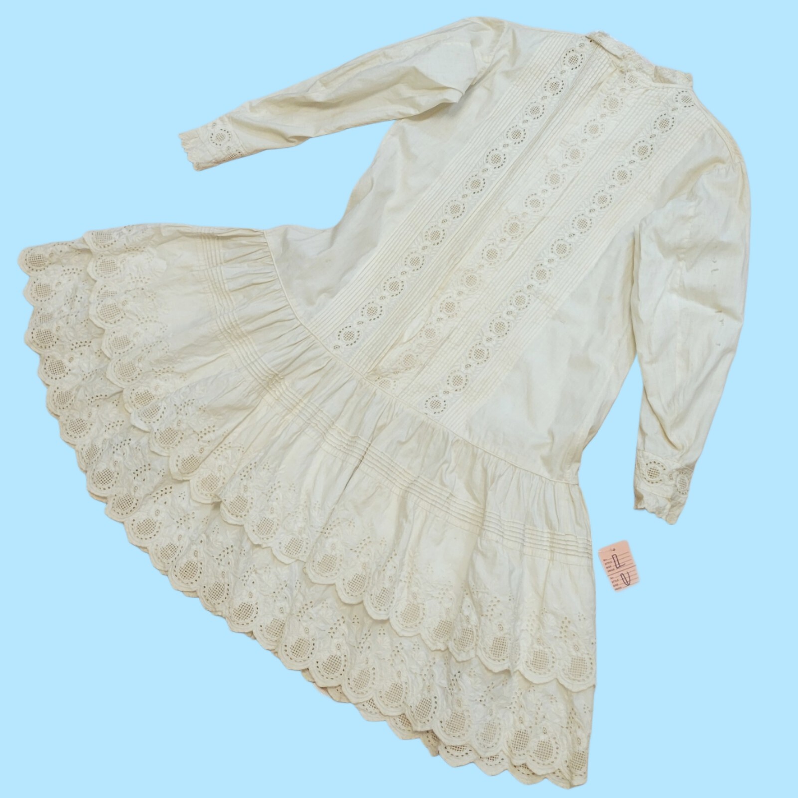 Antique Vintage Victorian Kids Dress Heavily Detailed Embroidered Ruffle Tiered image 3