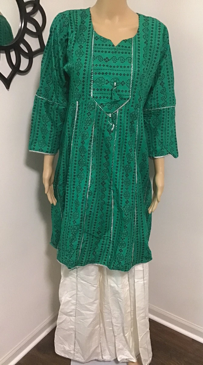 PAKISTANI INDIAN TRENDY CHUNRI BANDINI KAMEEZ WITH FREE PLAZO PANT ...
