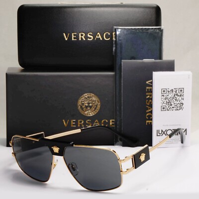 Versace Sonnenbrille goldschwarz grau metallisch Navigator Pilot MOD VE 2251 1002/87
