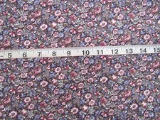 1 7/8 yd Prewashed Cotton Fabric by Peter Pan, Blue w/Mauve Blue & Pink Flowers