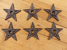 6 Cast Iron Stars Washer Texas Lone Star Ranch 3" Primitive Rustic Craft Decor 