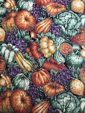 Fall Harvest Squash, Pumpkins VIP CRANSTON Cotton Fabric 1/2 Yard 18 By 44