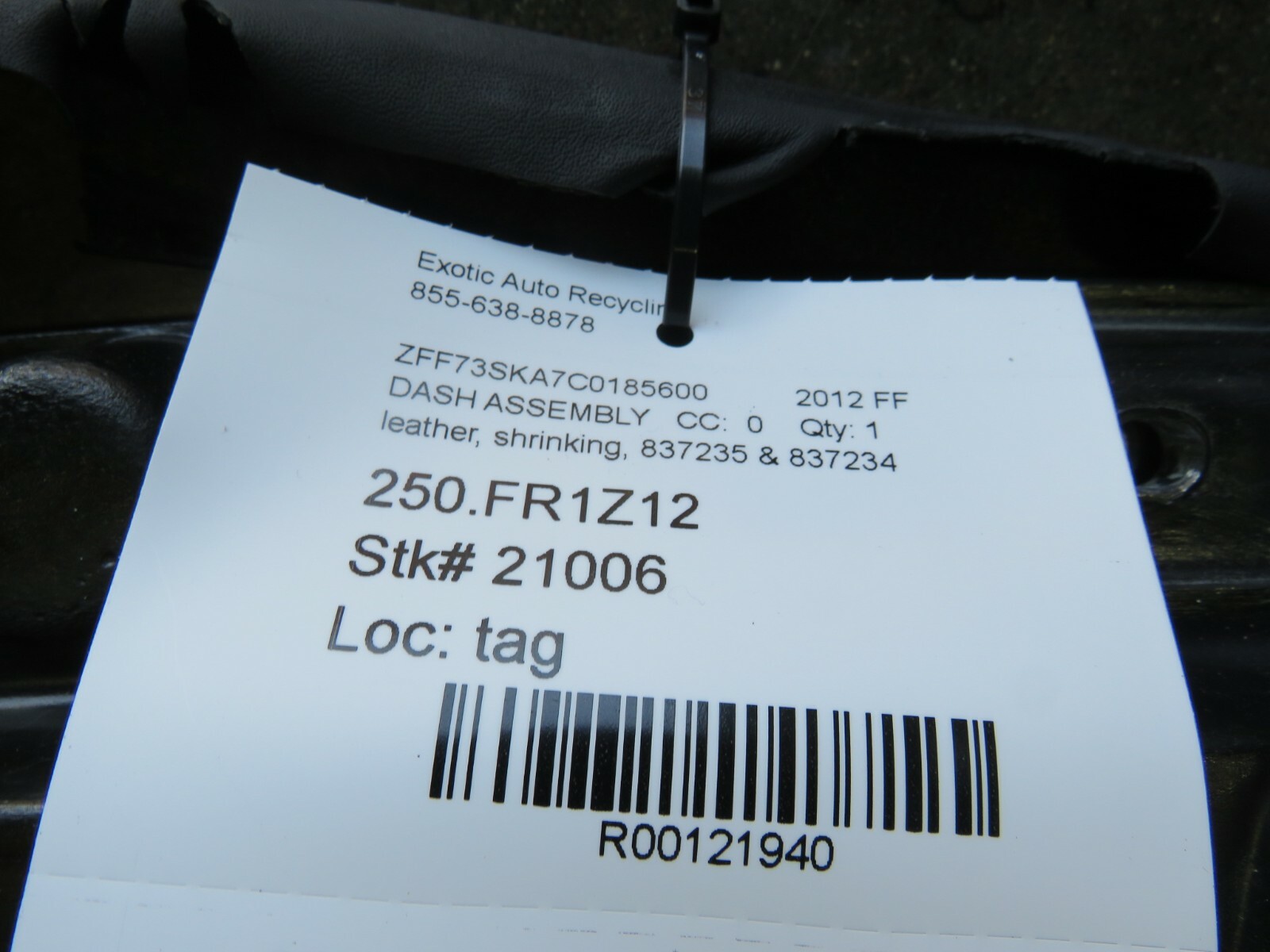 Ferrari FF, Dash Assembly, Used, P/N 837235 & 837234
