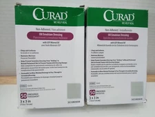 Curad CUR250330 Oil Emulsion dressing Non- Adherent 50 Dressings 3"x3" (2-BOXES)