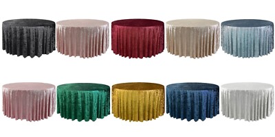 120 Inch Round Velvet Tablecloth, Silky Tablecloths for Parties and Events