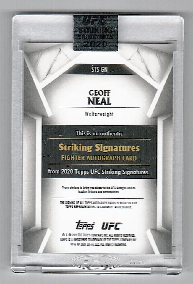 2020 Topps UFC Striking Signatures Geoff Neal #STS-GN Rookie Auto #/148 - Image 2 of 2