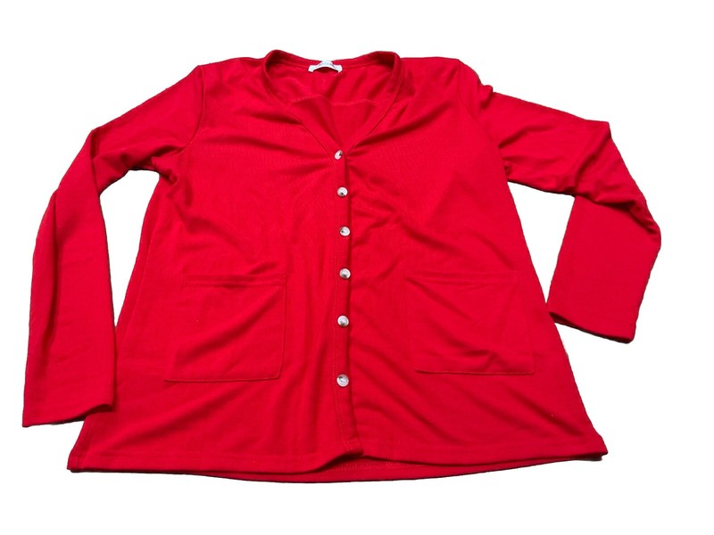 Girls Medium 10-12 Red Knit Buttton Up Cardigan Sweater Naggoo Pockets