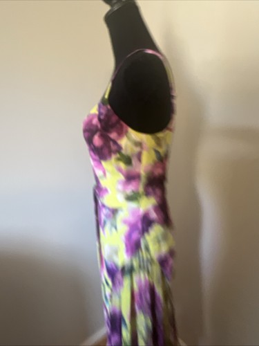 Badgley Mischka dress Size 4 Green/purple color floral patterns asymmetrical - Picture 8 of 14