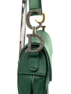 RARE Christian Dior Dark Green Emerald Satin Crystal RARE Christian Dior Dark Green Emerald Satin Crystal