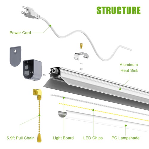 10 Pack 60W LED Shop Light Garage Workbench Ceiling Light Linear High Bay Lamp - Picture 6 of 12