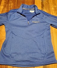 Adidas Jacket Womens Medium Blue 1/4 Zip Pockets Long Sleeve Golf Polyester KC