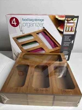 Bamboo Food Bag Storage Organizer Set of 3 Snack Sandwich Quart Gallon Seville
