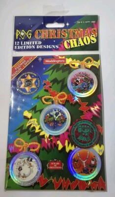 1995 POG Christmas Chaos with 12 Pogs + 1 Kini Slammer sealed Waddingtons TM WPF