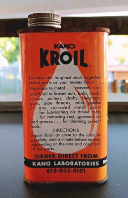 VTG NOS Full KANO LABORATORIES KROIL SOLVENT 8oz TIN CAN W/ SPOUT Sealed