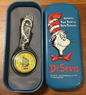 Dr. Seuss Grinch Clip-On Watch New In Box Authentic Tick Tocking Time Tickers