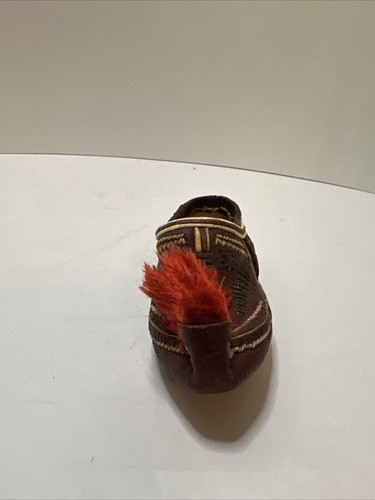 Hand Made Antique Red Leather Greek Tsarouchi Shoe 5” Greek Folk Art Decoration - Picture 3 of 14