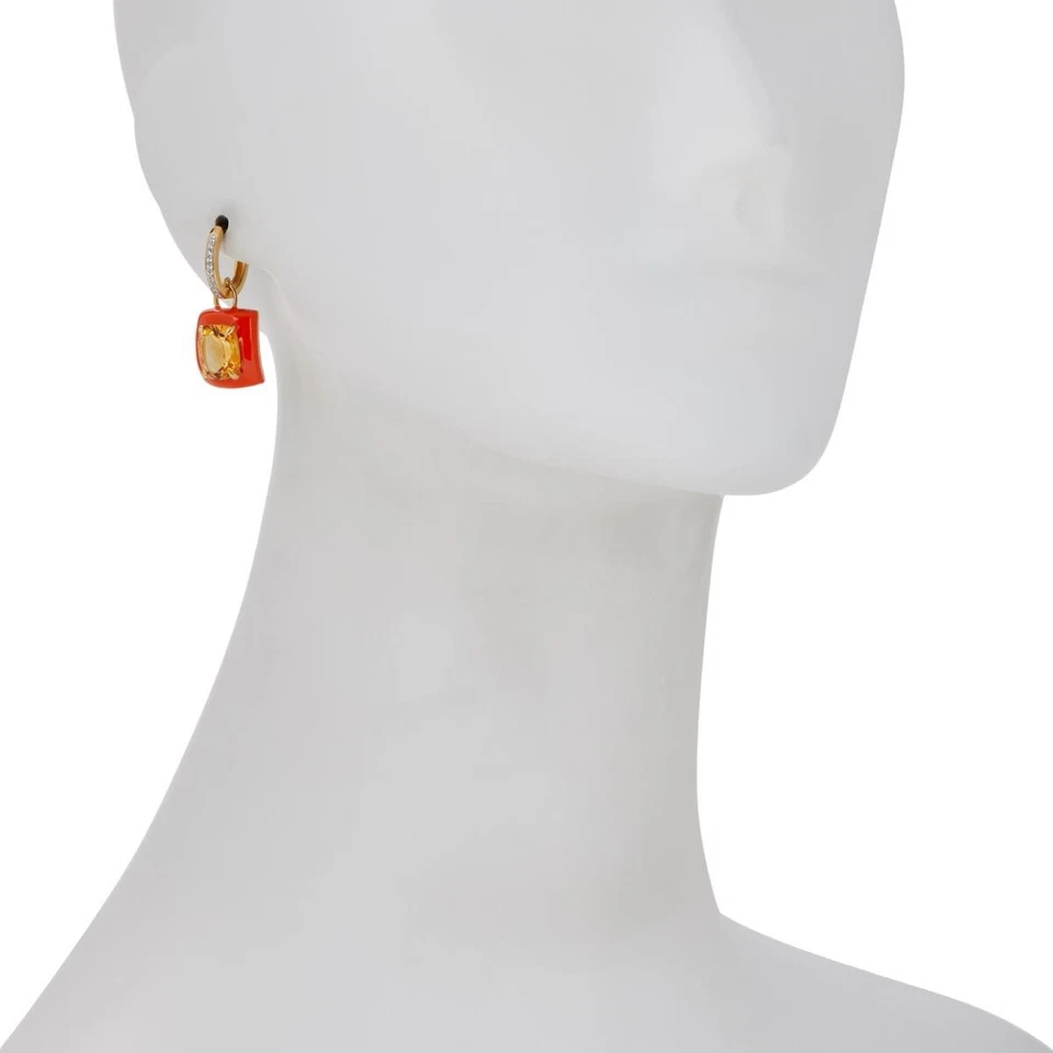 Pendientes colgantes para mujer de plata de ley 925 chapados en oro de amatista rosa y esmalte rosa Foto 4 de 4