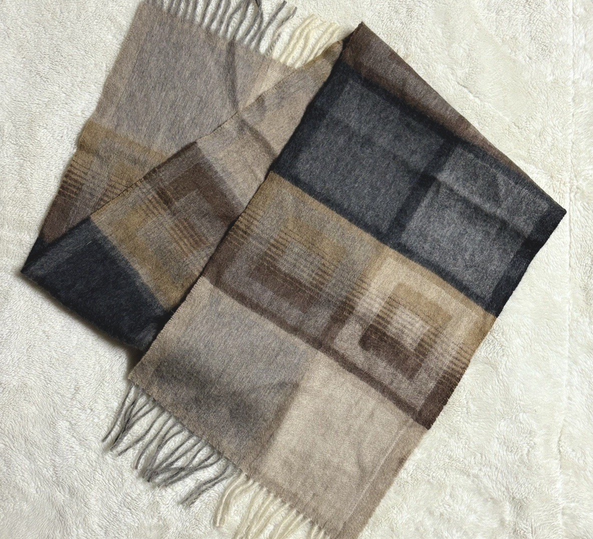 Black, Gray & Brown Color Block Pattern Scarf