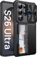 Samsung Galaxy S26 Ultra Case with Card Holder, RFID Blocking Slide Camera Cov