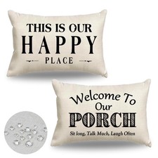 Welcome to Our Porch Outdoor Lumbar Pillow Covers Waterproof 12x20 Set of