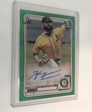 2020 Bowman Chrome 1st Hogan Harris Green Refractor Auto 89/99 A's HOT ROOKIE RC
