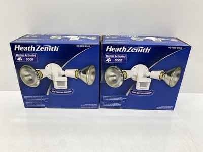 (2) Heath Zenith Motion Detection Floodlight 110 Degree  Flood Light  HZ-5408-Wh