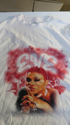 Vintage Rapper Eve White Graphic 2 Sided  Cide T-Shirt Size Medium