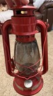 Red Metal Oil Lantern w/ Glass Globe, Hanging Handle, Incandescent 1-3 Lights — photo 2