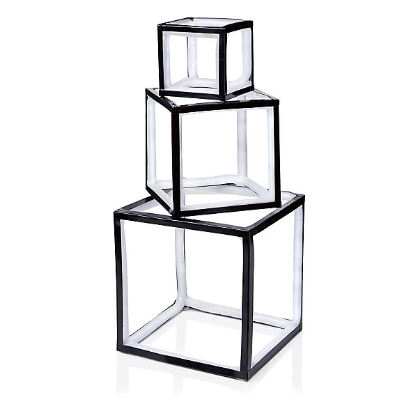 White LED White Freestanding Cubes Silhouette 200mm Pack of 3 (20cm, 15cm, 10cm)