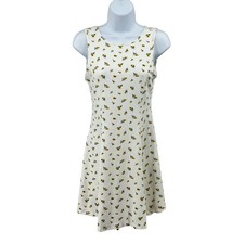 Forever 21 Women's Sleeveless Sunflower Dress M White Yellow Green Summer Mini