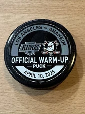Los Angeles Kings vs Anaheim Ducks Official Warm-Up Used Puck April 10,2025