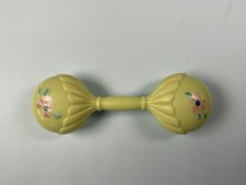 Vintage 1940s Baby Rattle Celluloid Plastic 4-1/2  Dumbbell Style Two-Tone