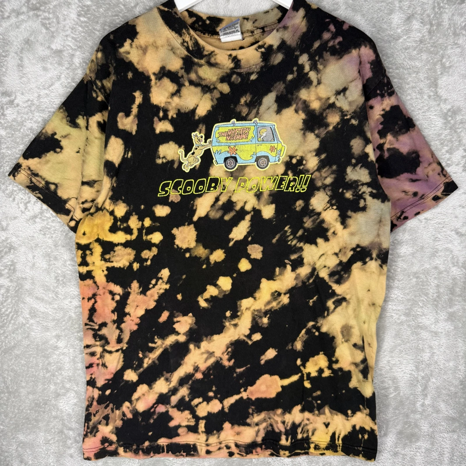 Vtg Scooby Doo T-Shirt Mens Large Tie Dye 2001 Y2K Power Graphic Tee Black Rare