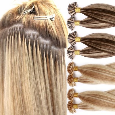 Keratin Bonding Hair Extensions Remy Echthaar 50- 200 Strähnen Haarverlängerung