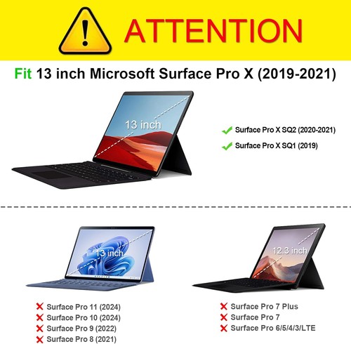 For 13'' Microsoft Surface Pro X 2020/2019 Case Multiple Angle Portfolio Cover - Bild 2 von 10