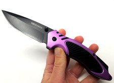 Wartech Purple Spring Assisted Pocket Knife Blade Deep Carry EDC
