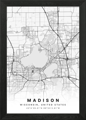 Madison Wisconsin USA Stadtplan gerahmtes Wandbild Poster Leinwanddruck Bild