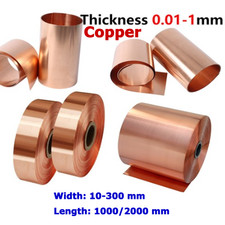99.9% Pure Copper Cu Thin Metal Sheet Thick 0.01-1mm Roll Foil Plate Strip T2