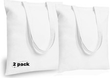 White Canvas Tote Bag,Lightweight Reusable Grocery Bags - Spacious  Lightweight