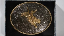 Crumrine M&F Western Oval BULL RIDER  Belt Buckle c02084