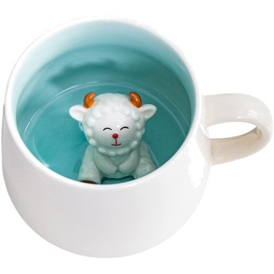 Kaffeetasse 350ml Tiermotiv Keramik 3D Schaf handgemacht Geschenk Frauen